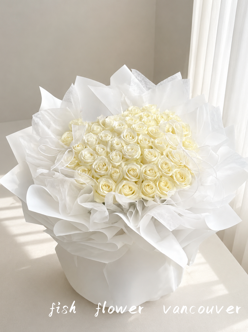 White Rose Bouquet(21 to 99 roses)