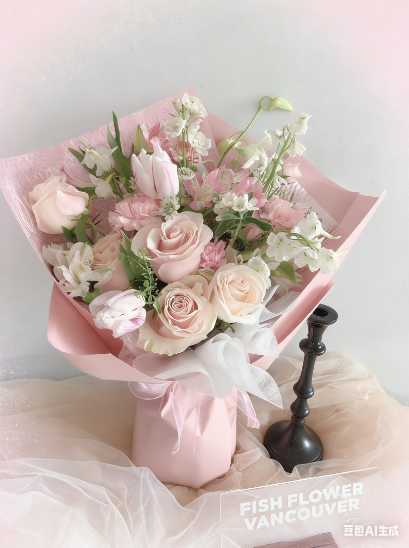 Cotton Bloom Pink Rose Bouquet