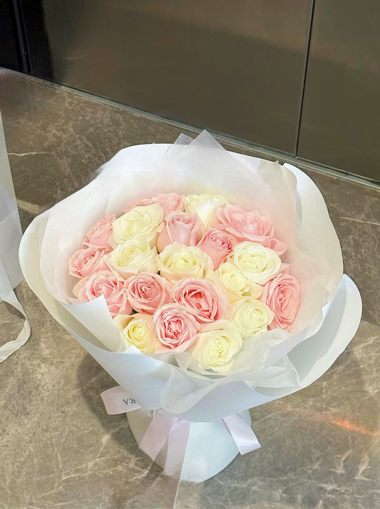 Pink and White Rose Bouquet