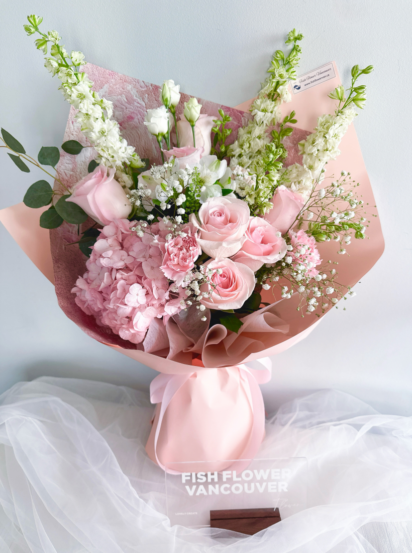 Cotton Bloom Pink Rose Bouquet