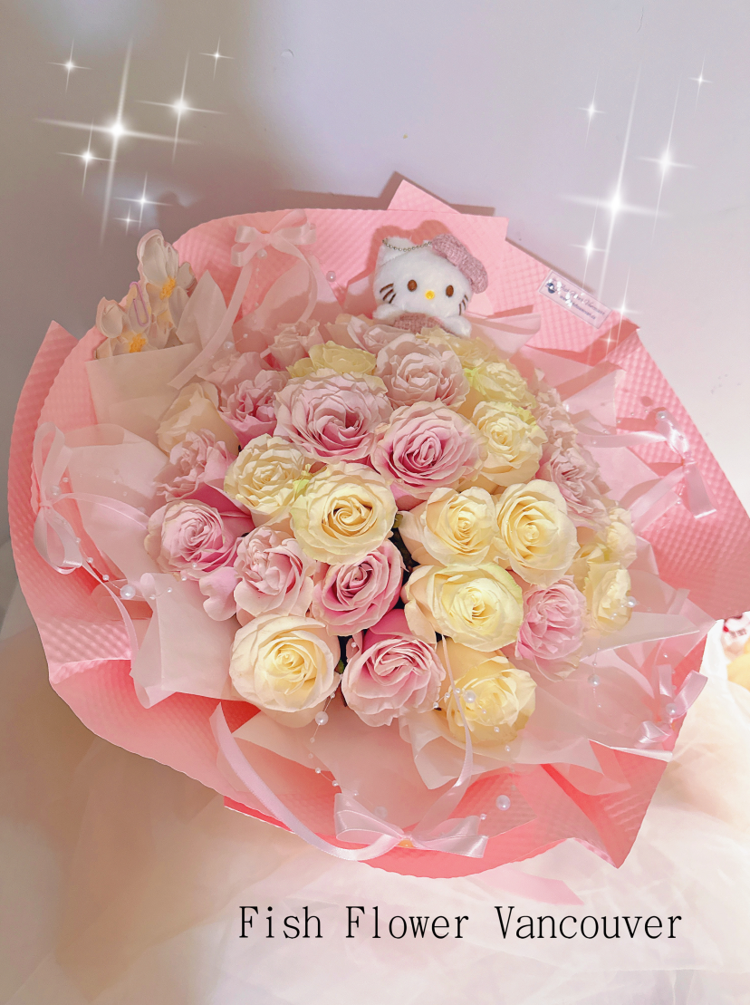 V Day ❤️Pink&White Rose Bouquet