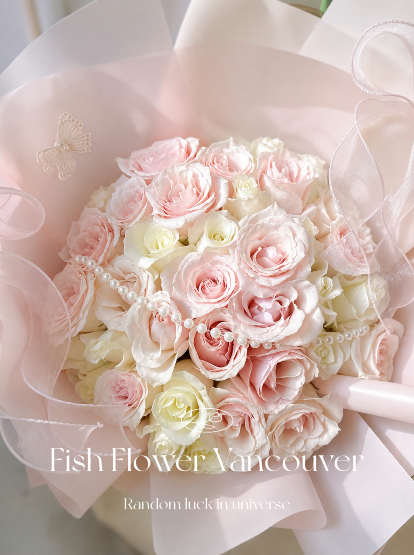 Pink and White Rose Bouquet