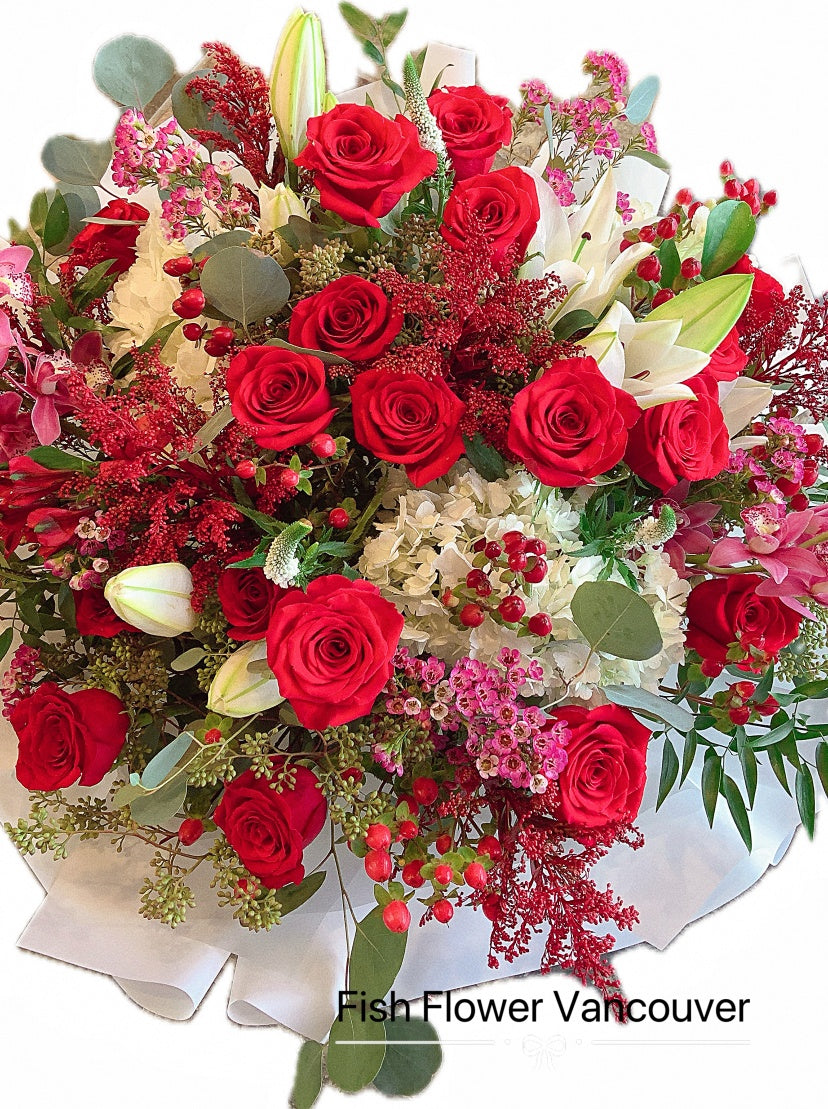 V Day ❤️ Giant Mixed Bouquet--Daydream Blossoms  Bear Hug Bouquet