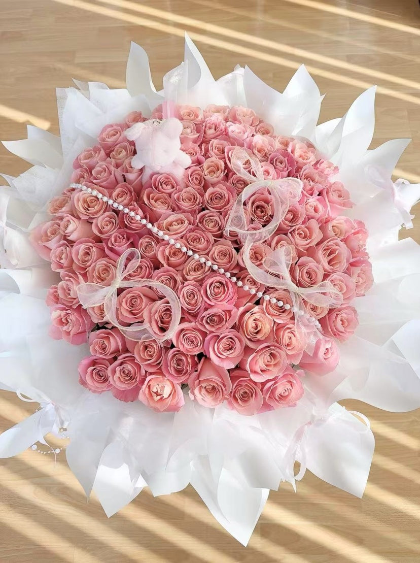 Pink Rose Bouquet(21 to 99 roses)
